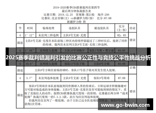 2025赛季裁判错漏判引发的比赛公正性与竞技公平性挑战分析